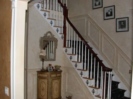 Wall finish, mouldings, stair ornaments.
