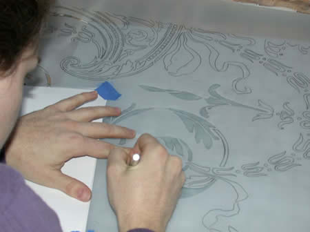 Cutting custom stencil.