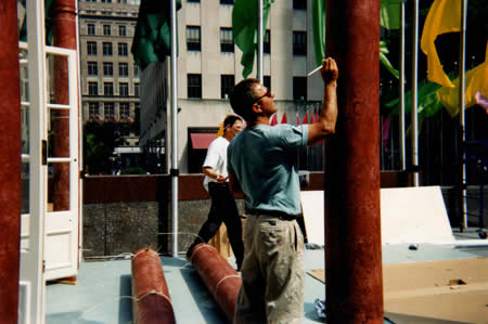 Finishing touches, Rockefeller Center project.