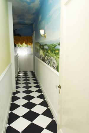 Mural and painted floor. Designer Shoe House Nissequogue, NY