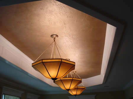 Textured gold recessed ceiling